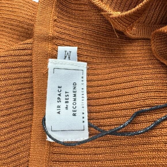 New Air Space Women Brown Rib Knit Spaghetti Strap V-Neck Bodycon Midi Dress M - Picture 6 of 6